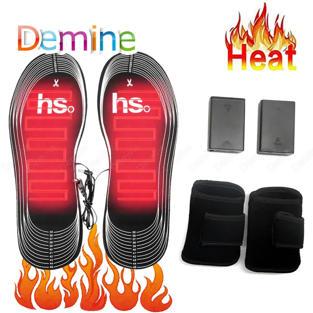 Insoles Warm Heated Insoles Battery Electric Heating Socks Pad Winter Outdoor Foot Warmer Cushion Washable Carbon Fiber Thermal Insoles