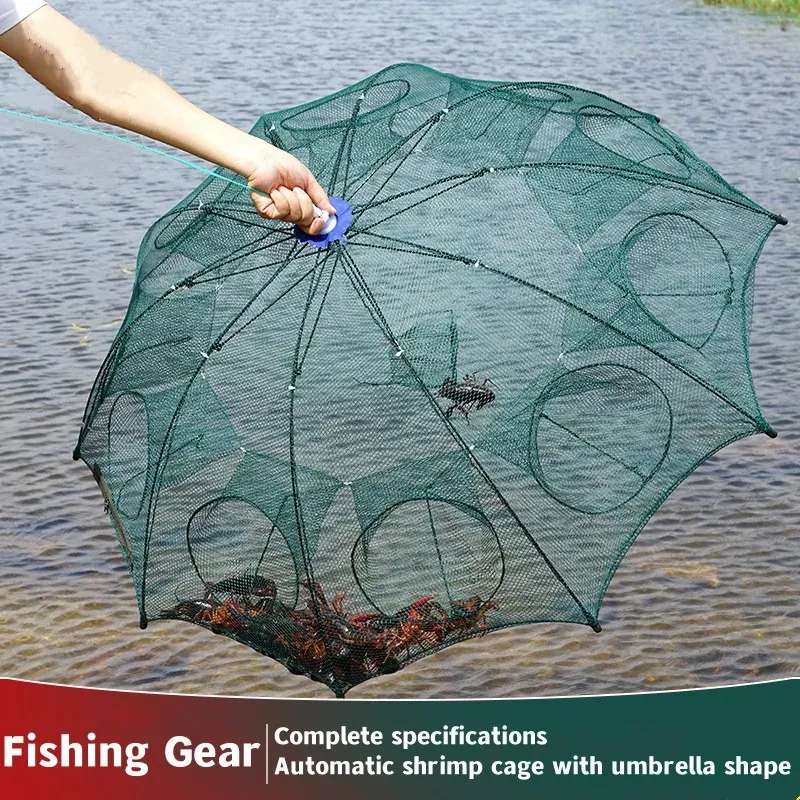 Akcesoria 94 cm Krewetki Net Cage Fishing Net Catch Catch Ochrona ryb Automatyczna składana sieć rybna Przenośna klatka wędkarska Netkat