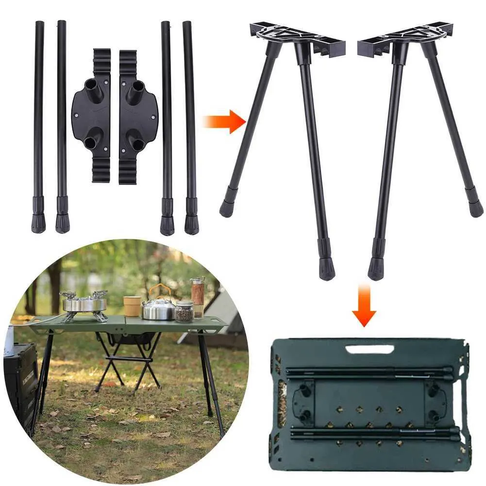 Lägermöbler fällbara campingbord ben metall vikta bord ben justerbara höjd möbler ben diy camping utrustning utomhus resor y240423