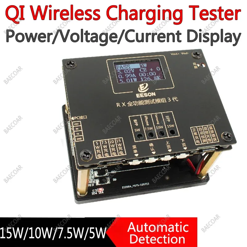 Carregadores QI Wireless Carreging Tester Detector de energia 15W 10W Ferramenta de teste sem fio Monitor Função multi -Wireless Monitor Função múltipla