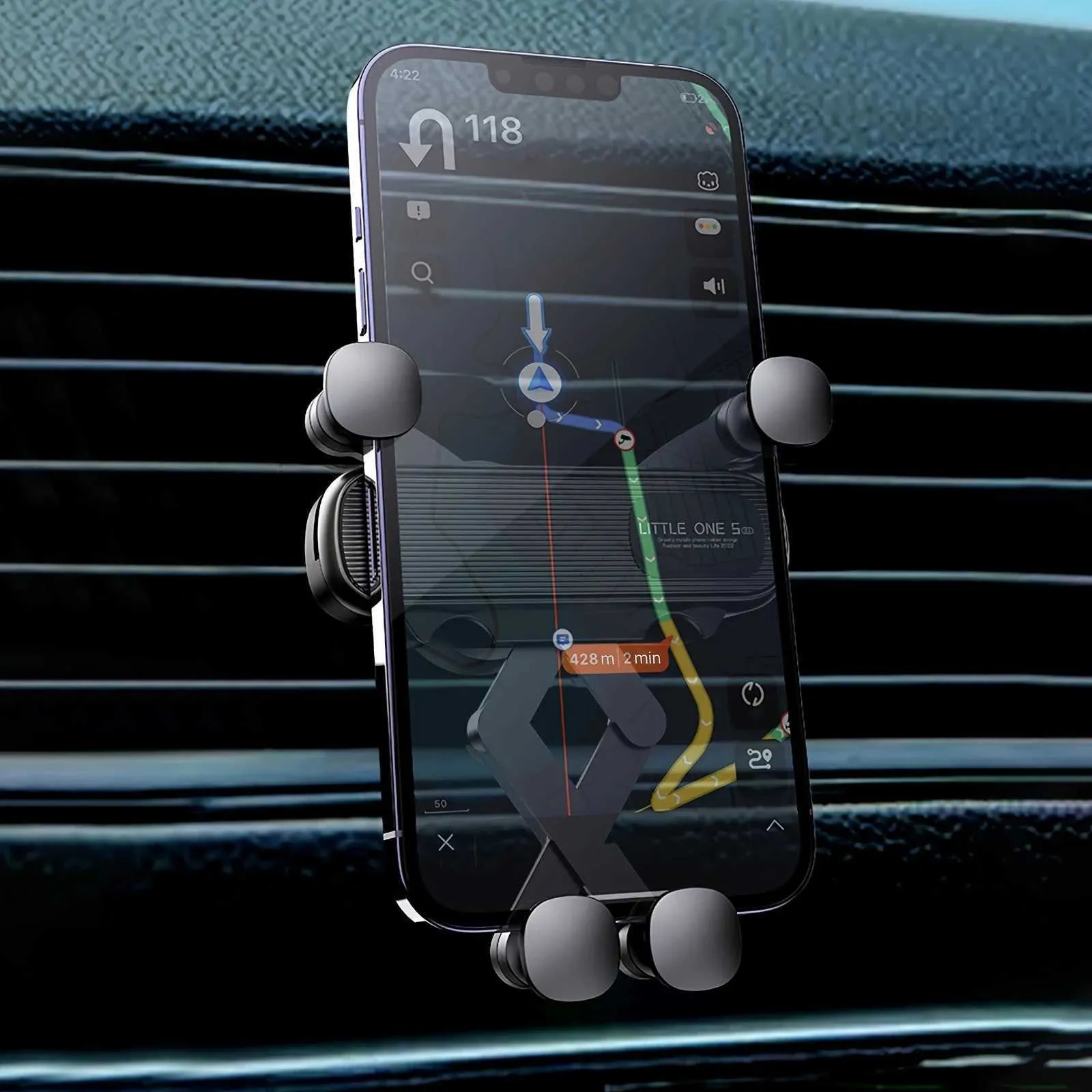 Mobiltelefonfästen innehavare Gravity Car Phone Holder Air Ventlet Clip Universal Phone Mount för bilstöd Telefonens mobiltelefonhållare i bilen ny Y240423