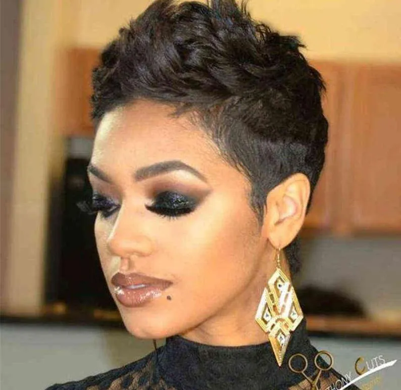 Hair Wigs Short Straight Brown Pixie Cut Wig Human for Black Women Part Lace Ombre Blonde Burgundy Brazilian Remy Allure 2207222398827