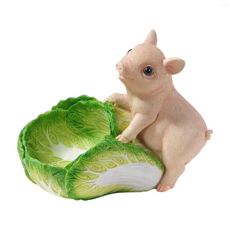 Dekoracyjne figurki Piggy Statue Storage Bowl Rzeźba Rzeźba Figurka Kluczowy uchwyt na cukierki