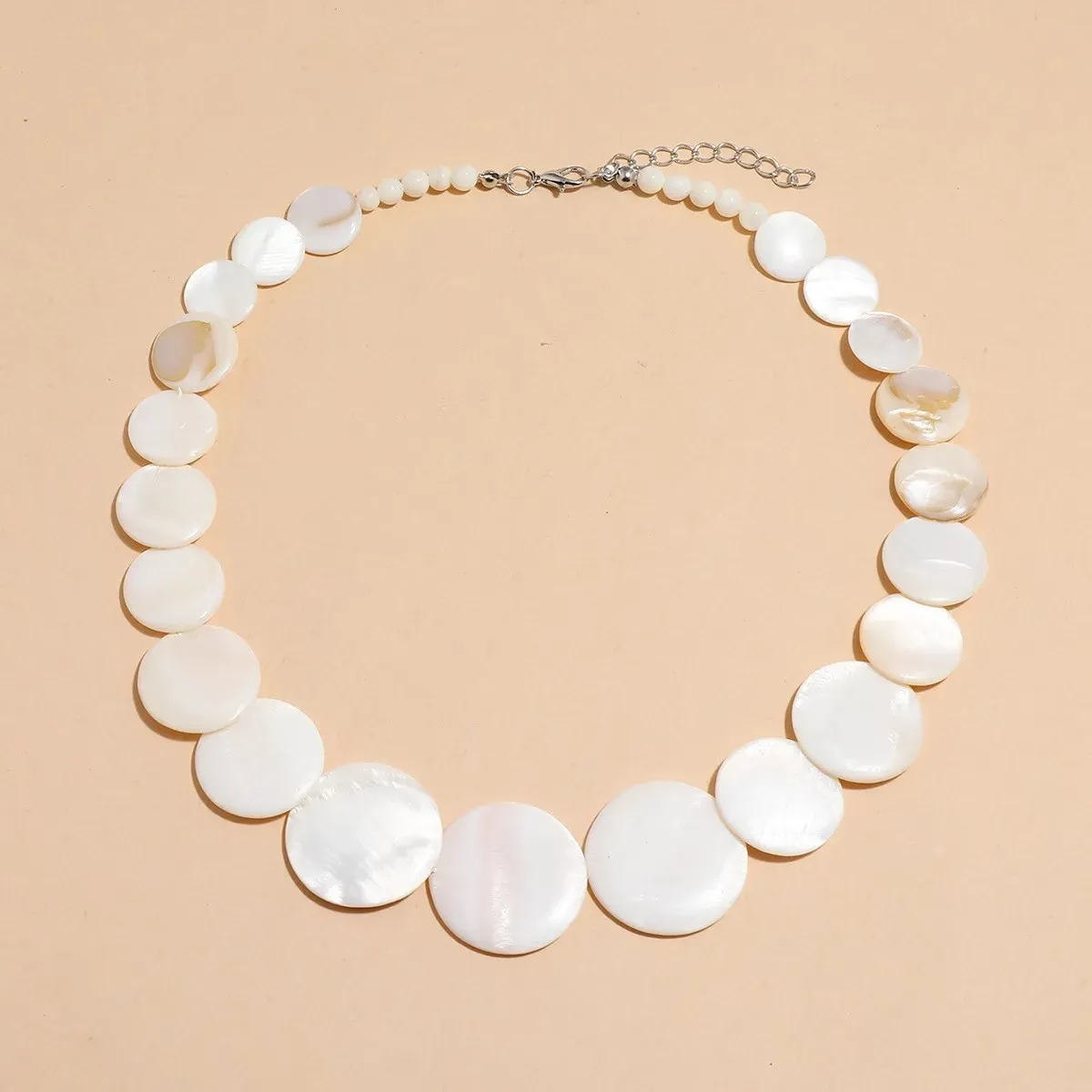 Colliers 1030 mm en coquille blanche naturelle La mère de perles perles rondes Choker Beach Classic Jewelry