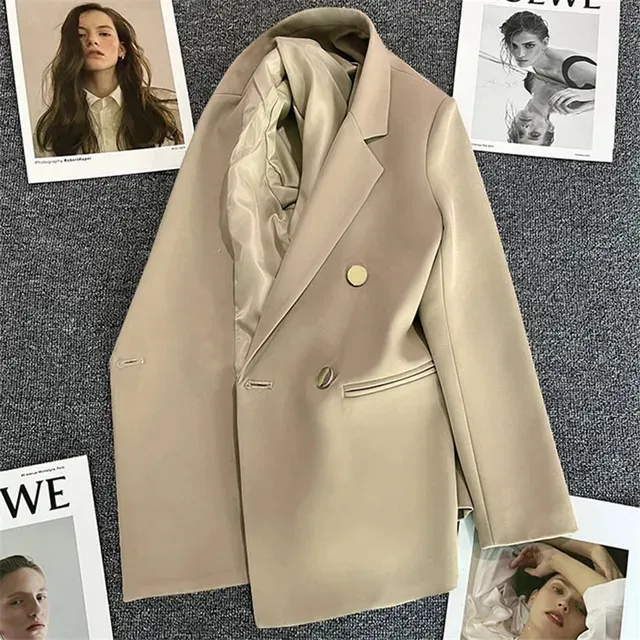 Spring herfst solide kleurenpak elegante Koreaanse casual dames blazers nieuwe mode luxe vrouwelijke jassen splitsingskantoor dame kleren