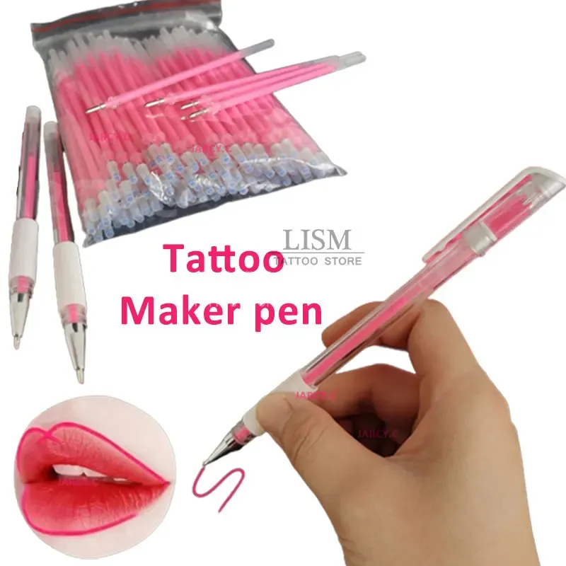 Tinten Pink Lip Hautmarker Pen Microblading Hautmarker Stift Tattoo Positionierungswerkzeuge für Stickerei