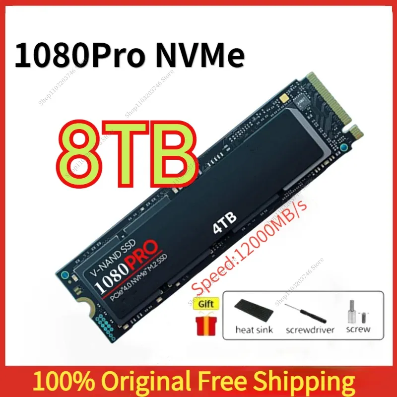 Boxs Brand 1080pro 8TB SSD NVME PCIE Gen 5.0 x 4 M.2 2280 4TB 2TB Wewnętrzne napędy stałego stanu stałego dla PS5 Laptop PC Notebook