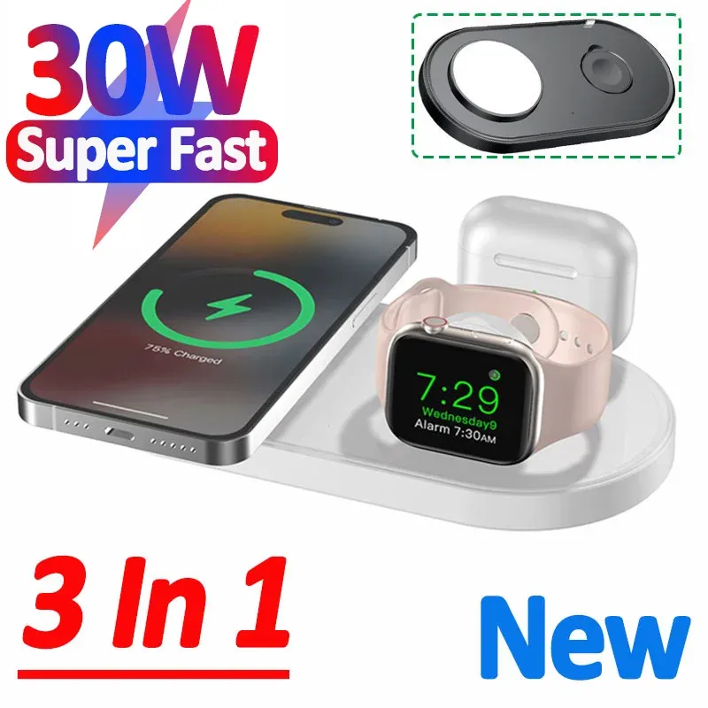 Chargers 3 in 1 30W Wireless Charger Pad Stand for iPhone 14 13 12 11 Pro Max Apple Watch Airpod Pro iWatch 8 7 6 Fast Charging Station