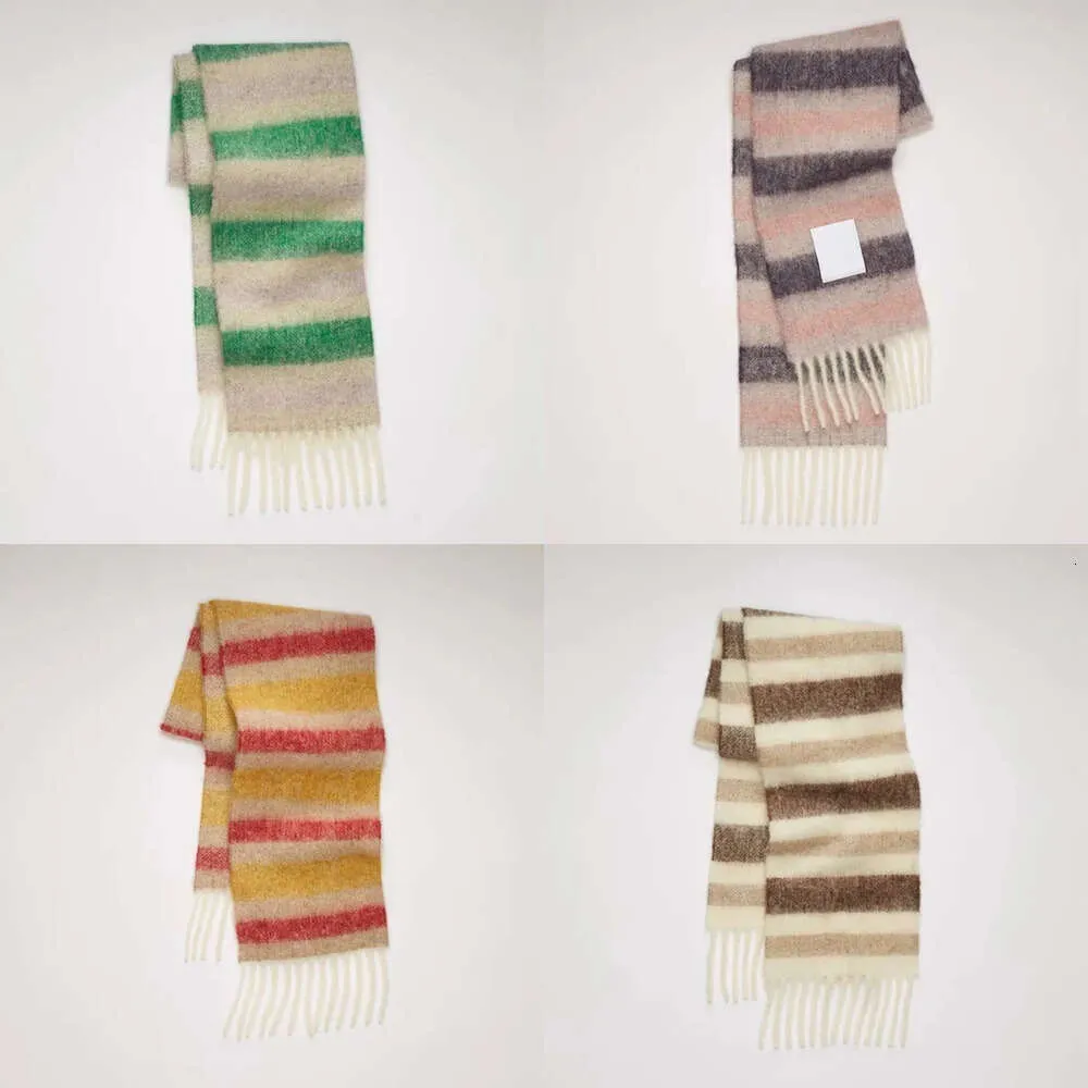 New Scarves Ac Stripe Winter Scarf for Women Colorful Knitted Cashmere Pashimina Shawls Longer Soft Large Scarfs Warm Ladiesg5gj s