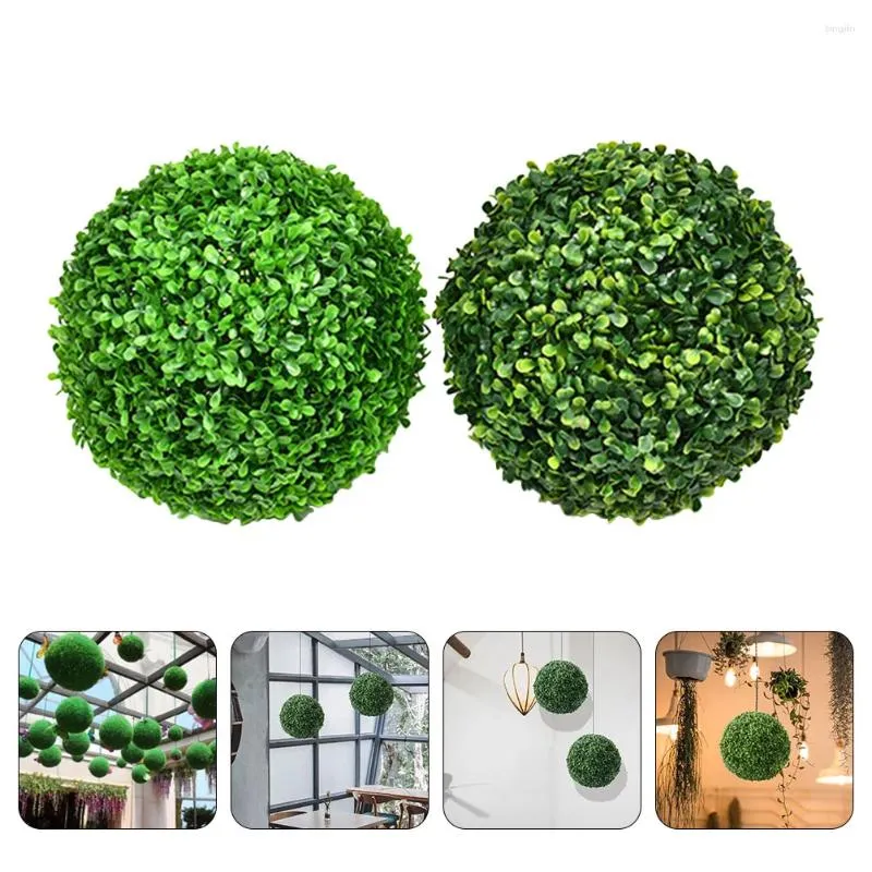 Dekorativa blommor 2 datorer Simulerade gräsbolldekoration Simulering Växtbollar Pendants Takutsmycken Topiary Peanut Fake