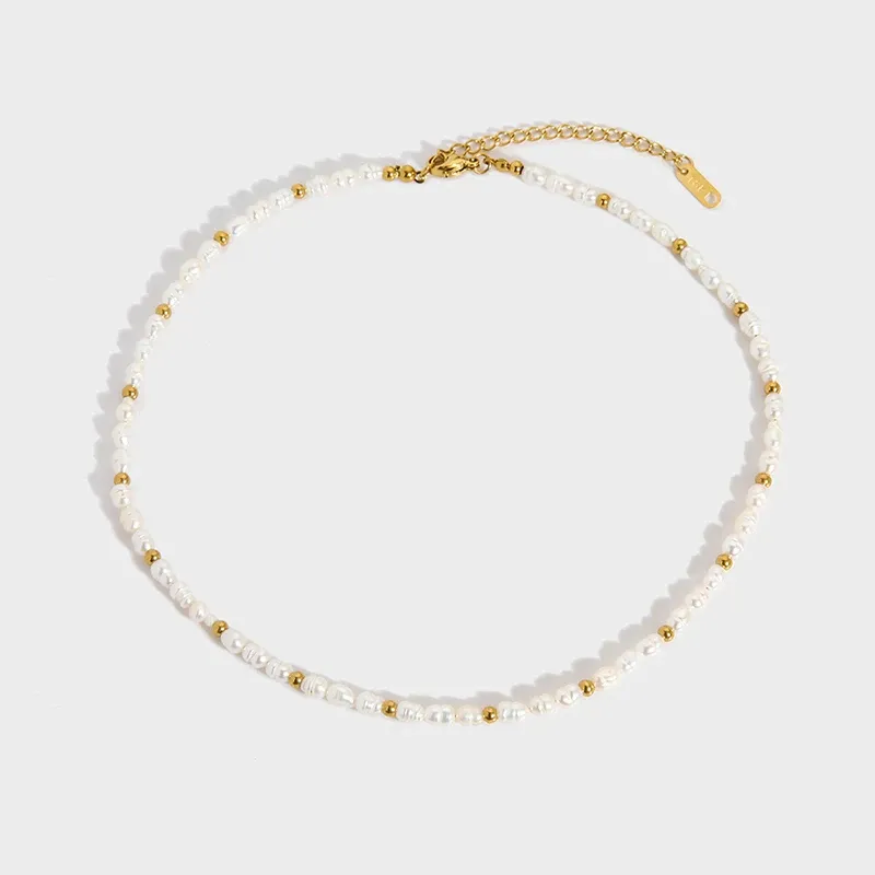 Strands Elegant Baroque Freshwater Pearl Beaded Choker Bracelet Necklaces For Women Waterproof Stainless Steel Collar Jewelry Gift