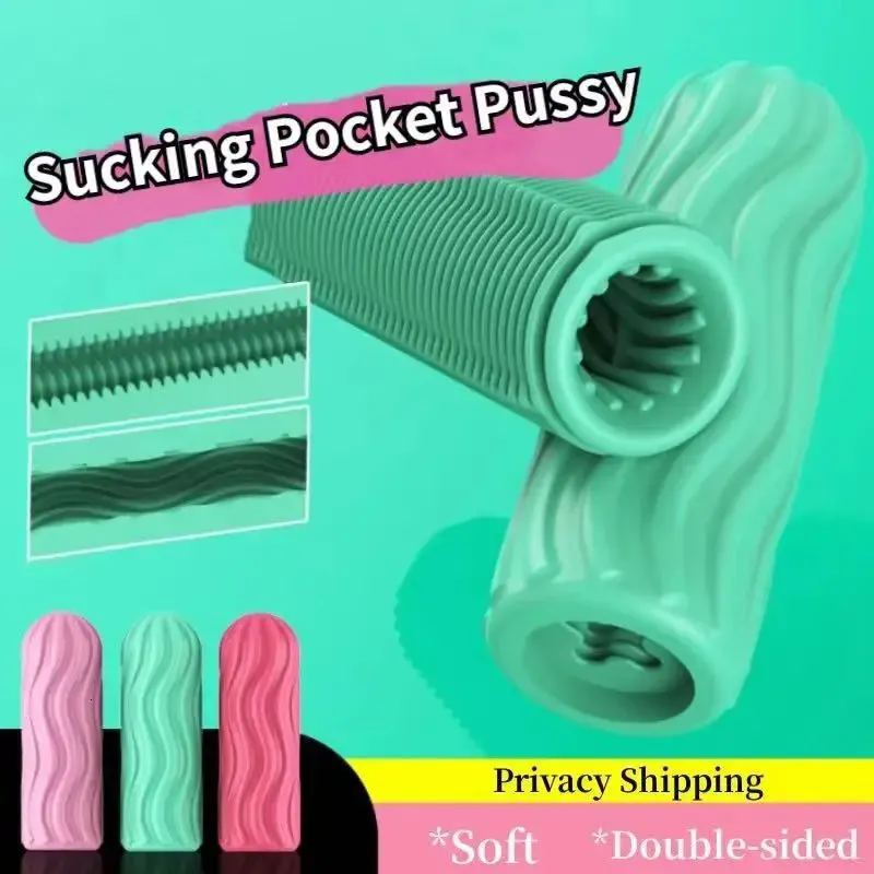 Masculino masturbador copo manual de silicone portátil sucking vagina boquete de boquete de bolso de bolso duplo sexo de masturbação para homens 240423