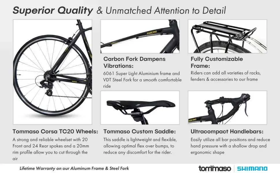 tommaso fascino performance shimano road bike compact bars comfortable comfort schwinn 