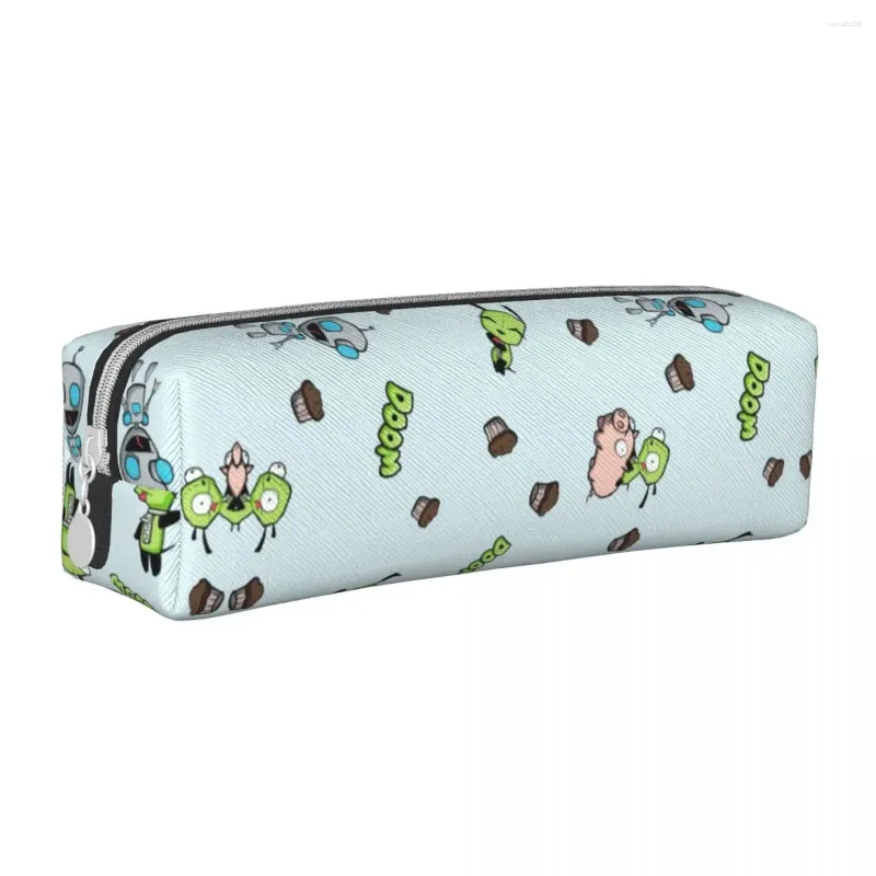 Gir Pattern Pencil Case Cartoon Kawaii Pu Leather Bag Girls Boys Vintage Big School Casesery Stationery