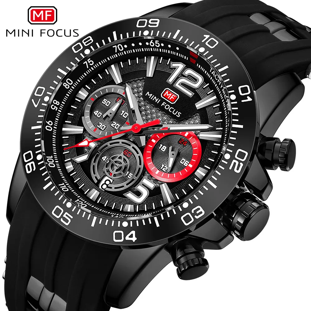 Mini Focus Erkekler İzle Popüler Sports Watch Water Proof Quartz Saat Çok Fonksiyonlu Aydınlık Erkekler Saat 0290g