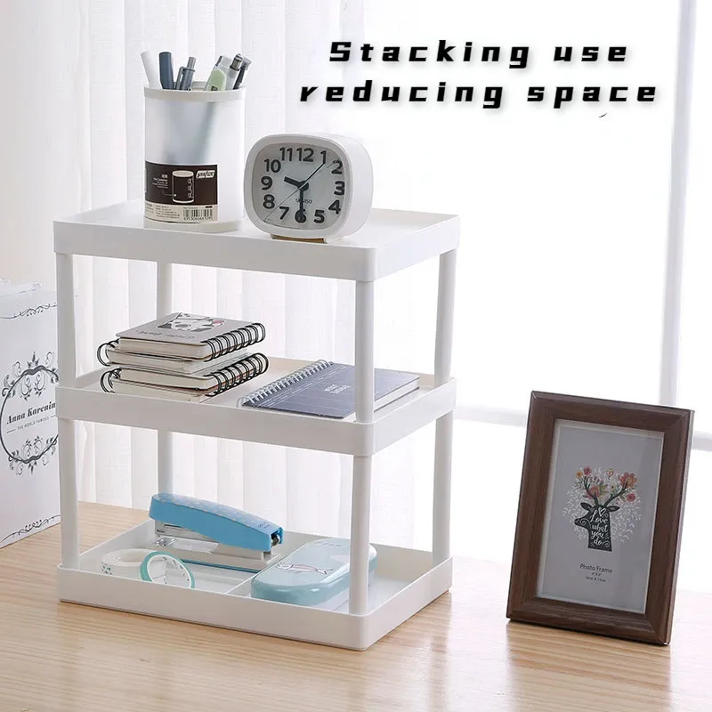 Rack Doubleblelayer förvaringshylla Multifunktionella hyllor Desktop Storage Rack Plastic Desk Hyllor Kosmetiska diverse arrangör Lagring