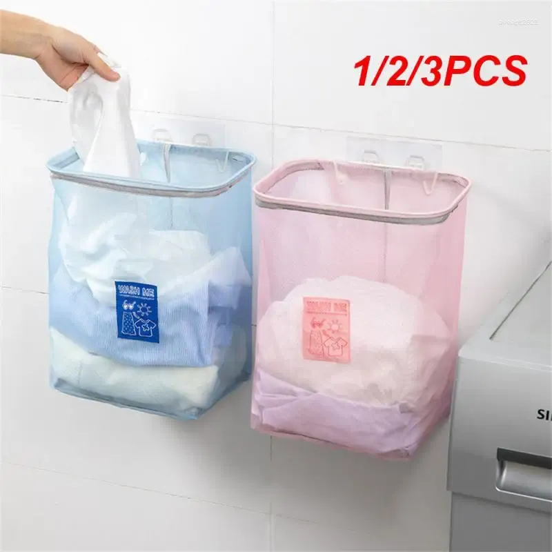 Sac à linge 1/2 / 3pcs Sac de panier pliant de l'organisateur de salle de bain mural pour les vêtements sales Rangement de maison