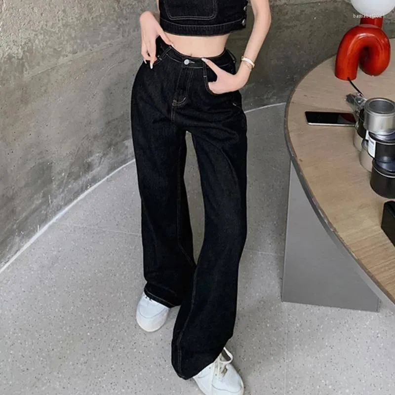 Women's Jeans 2024 Acubi Fashion Two-Piece Top Pants Set Y2K Women Black Overalls Big Pocket Jumpsuit Romper Female Dungaree Denim Suit