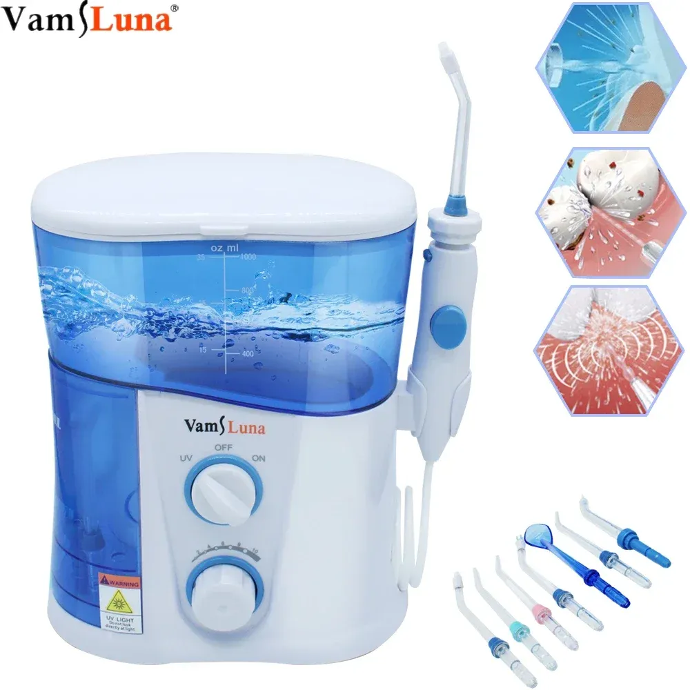 Irygatory elektryczne woda Flosser Water Flossing Dental Oral Irrigator do czyszczenia zębów profesjonalna nici dentystyczna 1000L z 7 wskazówkami