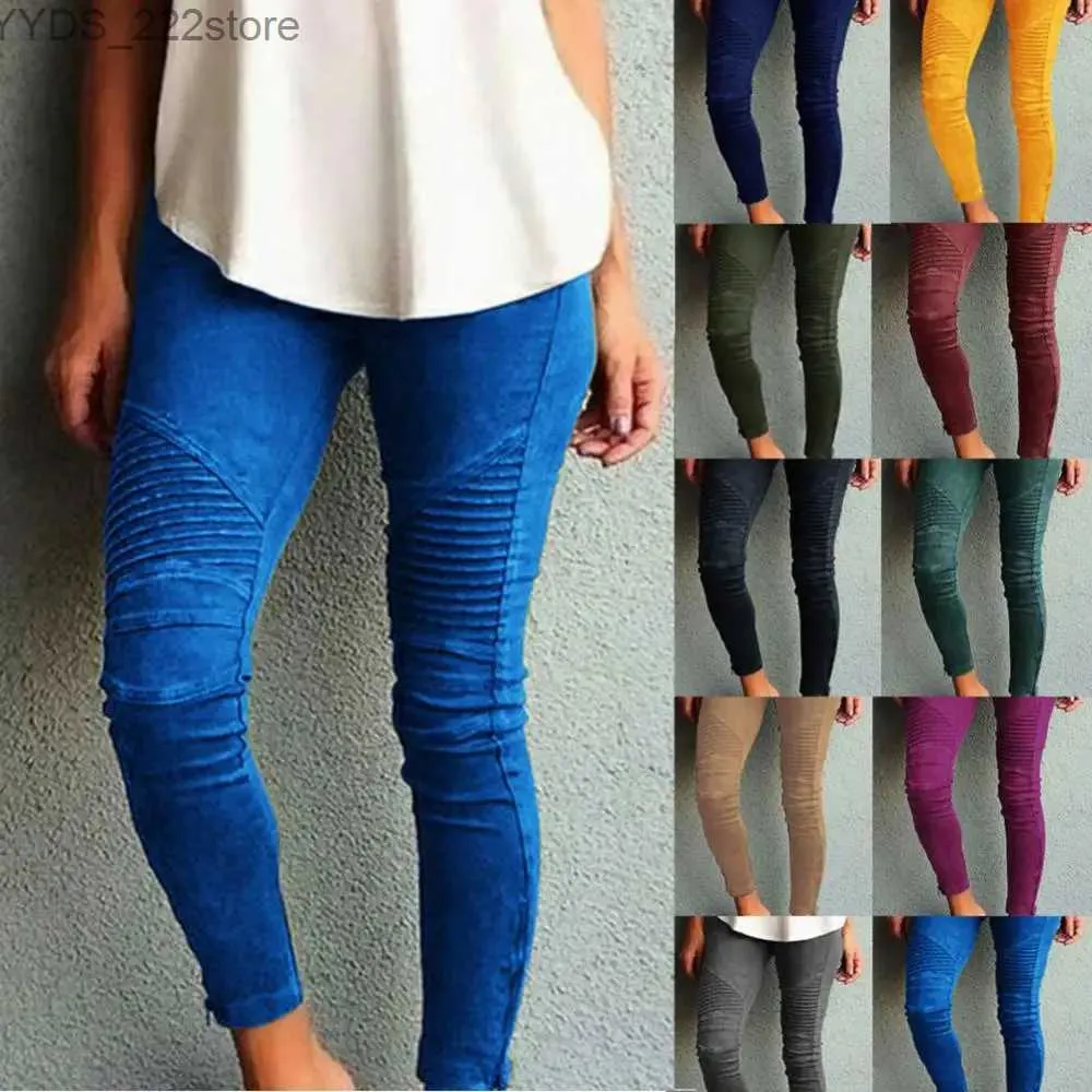 Jeans femminile femminile da donna a colore solido colore ultra-sottile elastico pantaloni pantaloni pantaloni pantaloncini pantalon