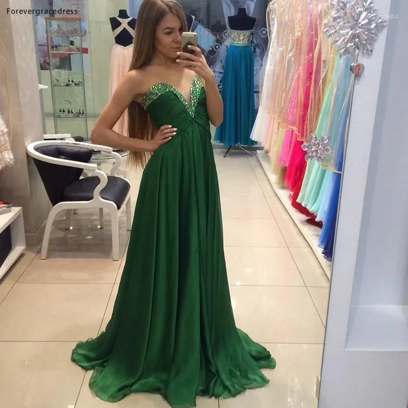 Party Dresses Dark Green Chiffon Prom Dress A Line ärmlös formell klänning plus storlek skräddarsydd
