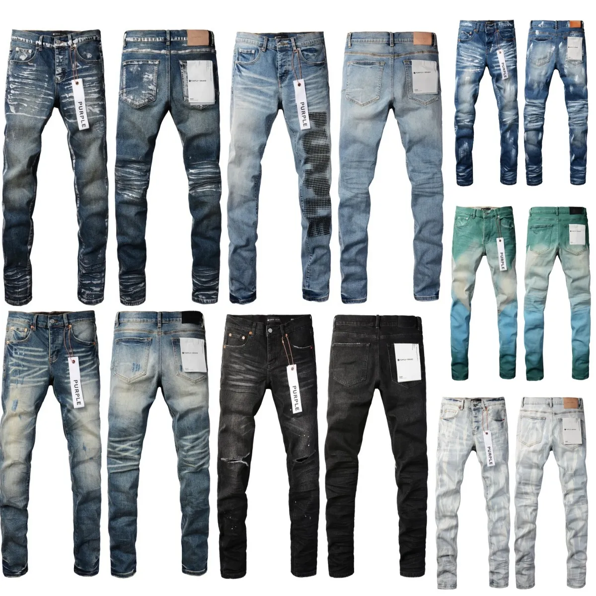 Män jeans lila lösa höga midja ksubi jean rippade high street jeans retro målar lapp hål hål denim streetwear silm fötter mikro elastiska byxor kvinnor jeans baggy