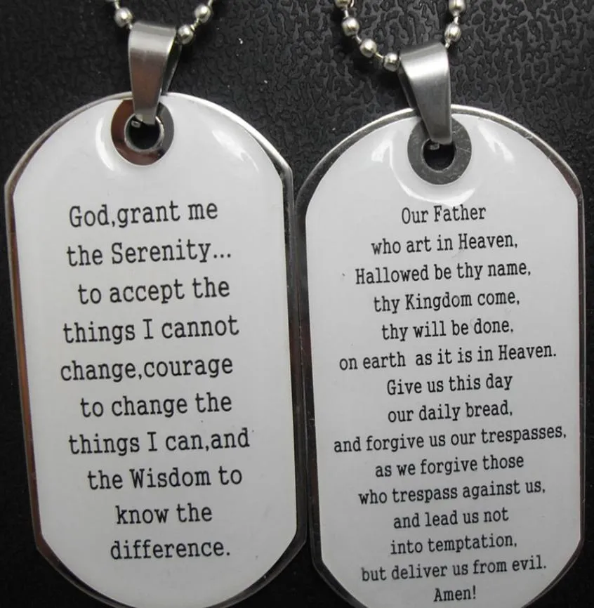 Bulk lots 50pcs Style Mix Religious Jesus Bible Prayer Pendant Necklace LORDS PRAYER SERENITY PRAYER Stainless steel Pendants Wi4620134