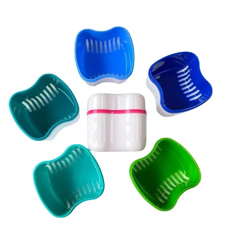 Denture False Teeth Storage Box Case With Filter Screen Dental Appliance