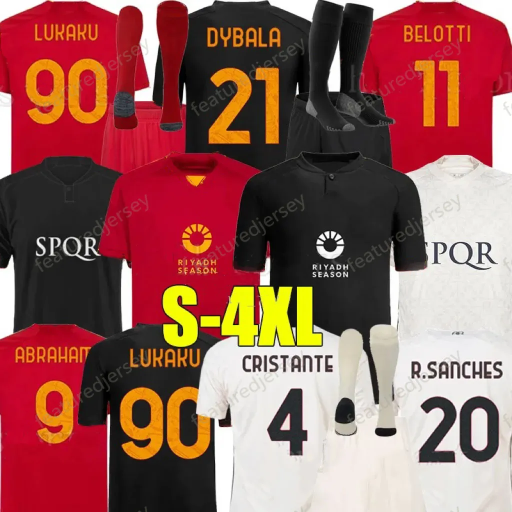 Xxxl 4xl 23 24 Dybala Lukaku Soccer Jerseys 2023 Final Maglia Pellegrini Belotti Smalling Abraham Totti Football Shirt Sanches Spinazzola Men Kids Kit Sock Sock