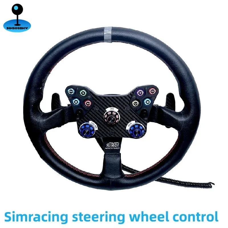 Wielen simracing ra rally stuurwiel rgb licht voor pc stuurwielbesturing joystick game peddel shifter cnc aluminium achter shell