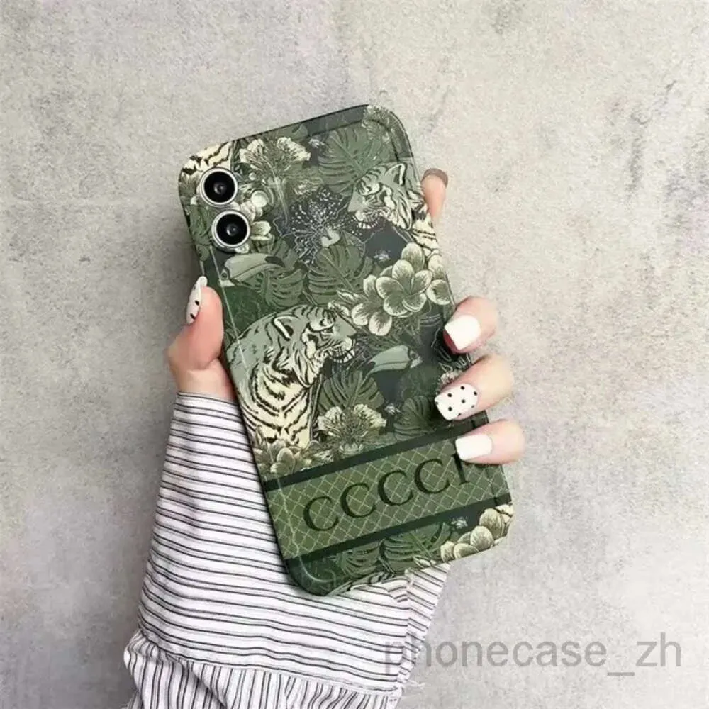 Модные зеленые лесные леса роскошные телефона Классические витрины Tiger Designer Brand Shockper Phonecase для iPhone 14 Pro Max плюс 13 12 11 XS XR 8P