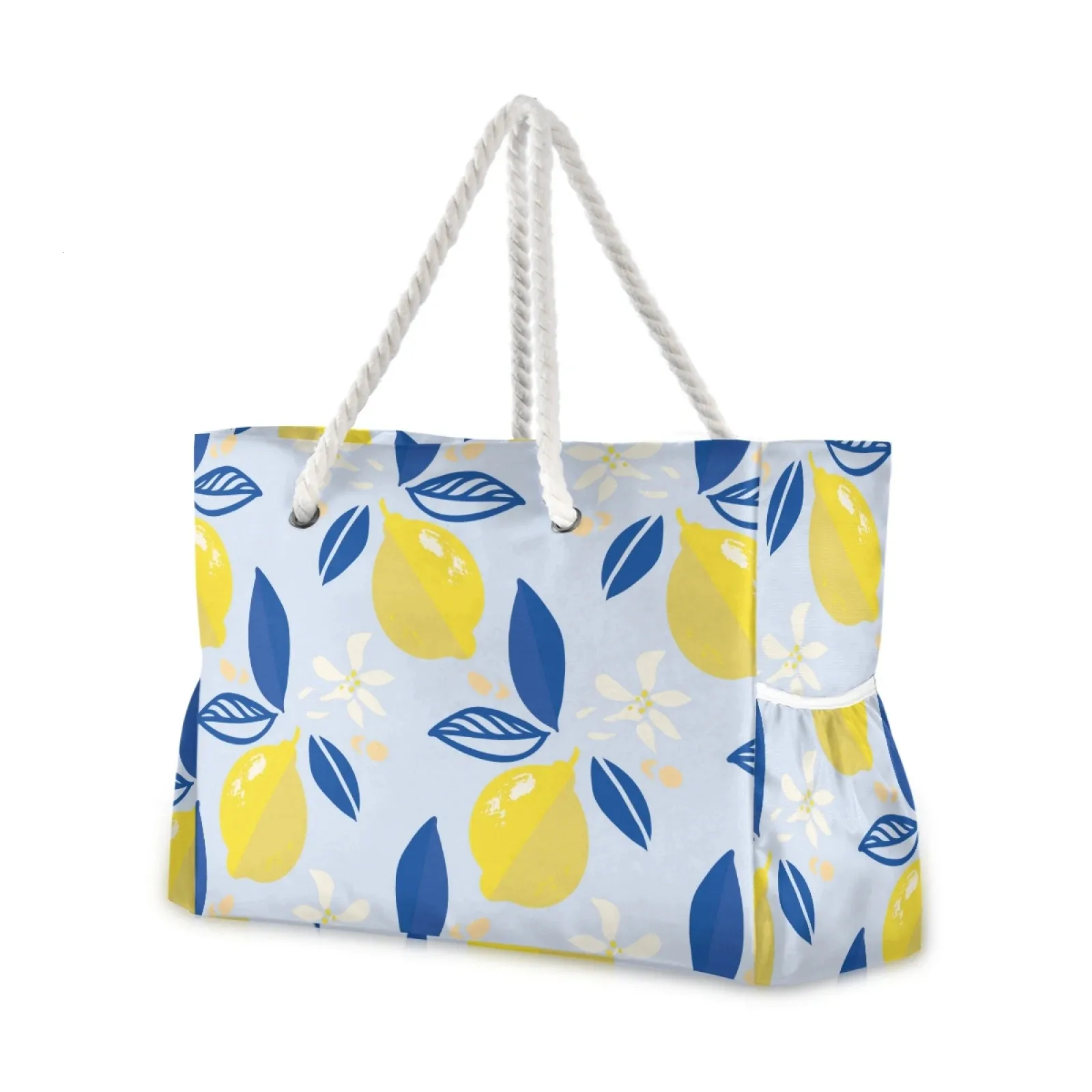 Fashion Folding Women Duża torebka TOTE DAMES Casual Lemon Mediterranean Wzór na ramię plażę bolsa feminina 240417