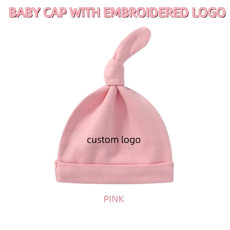 Berets 0-6M Baby Hat Spring Summer Turban Single-layer Fetal Cap For Girls Boys Embroidered Name