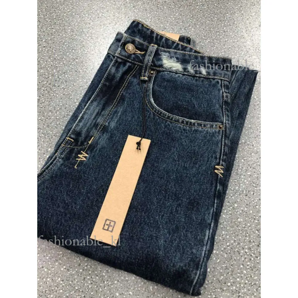 Ksubi Jeans Designer High Waist Straight Barrel Outside Slit Design Dark Blue Denim Pants Woman Purple Jeans 651