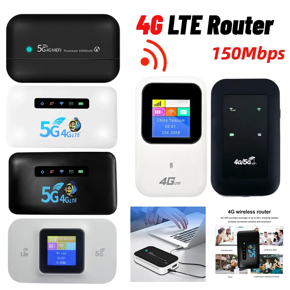 Routrar Portable 4G/5G Mobile WiFi Router 150Mbps 4G LTE Wireless Router med SIM Card Slot Pocket MiFi Modem Car Mobile WiFi Hotspot