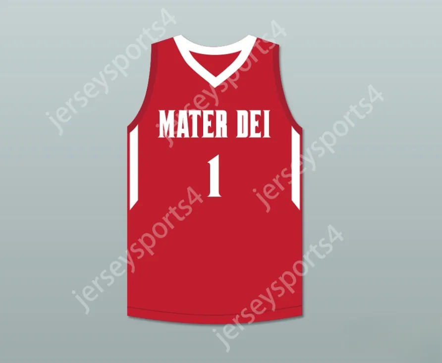 Anpassad alla namnnummer ungdom/barn bol bol 1 mater dei high school röd basket tröja 2 topp sömnad s-6xl