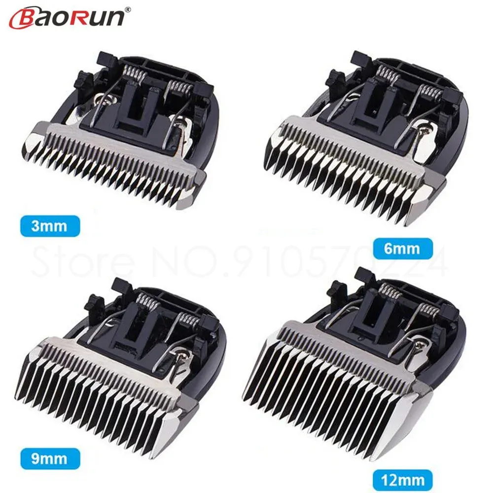 クリッパーズBaorun Professional Dog Hair Trimmer P2 P3 P6 P7 P9 S1 STEEL KNIVES PETS CLIPPER BLADE NOZZLES 3/6/9/12mm統合カッターヘッド