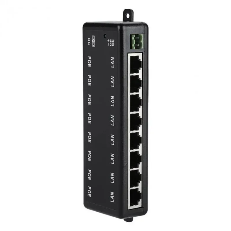 NIEUWE POE Injector 8 Ports Poe Splitter voor CCTV -netwerk POE Camera Power over Ethernet IEEE802.3AF Hot Sale voor Poe Injector Power