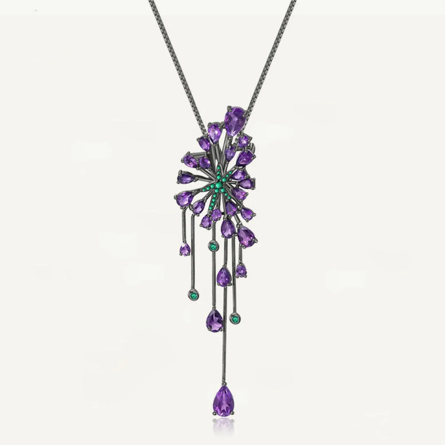 Ожерелья Gem's Ballet New 8.88ct Natural Amethyst Purple Gemstone Pendants 925 Sterling Sliver Gothic Gothic Gothic Colles для женских ювелирных украшений