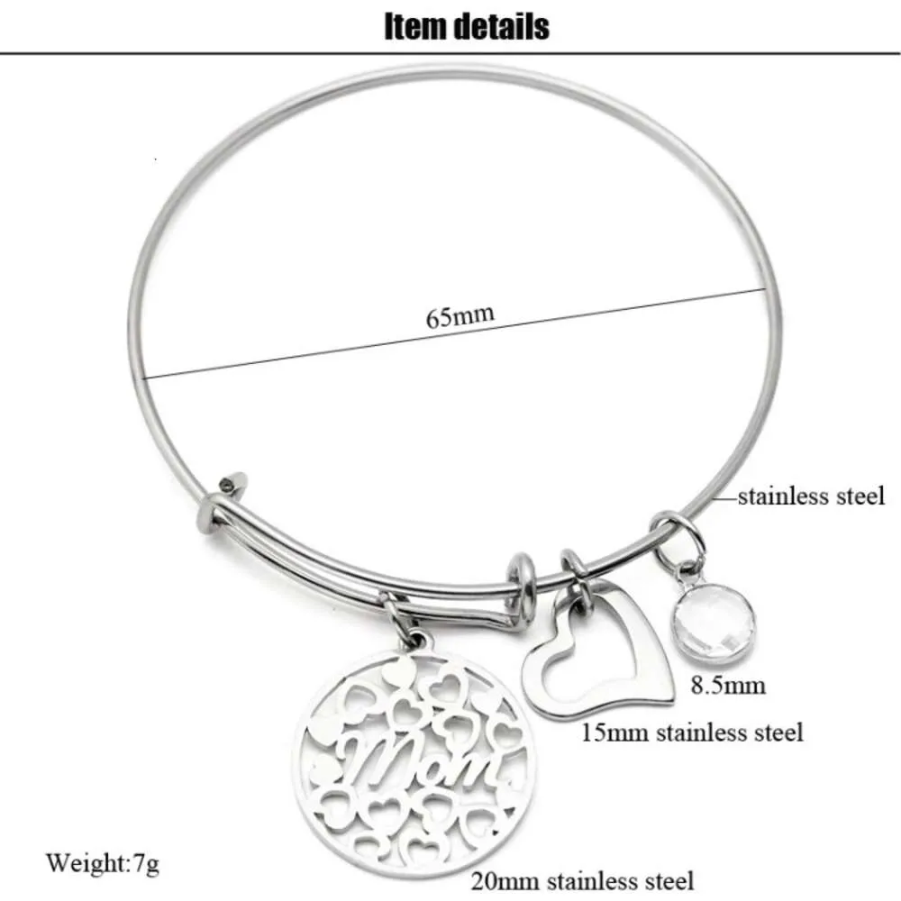 Mom Twee Color Stone Pushable Pull Bracelet Mother's Day Gift - Yiwu Yali Stainless Steel Jewelry Factory