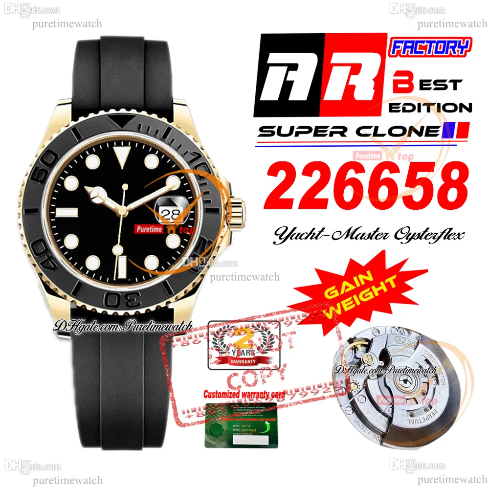 YM 226658 VR3235 Automatyczne męskie zegarek przyrost Waga ARF 42 mm żółte złoto 904L Stalowa czarna tarcza Oysterflex Pasek Super Edition Ta sama karta szeregowa Puretime PTRX