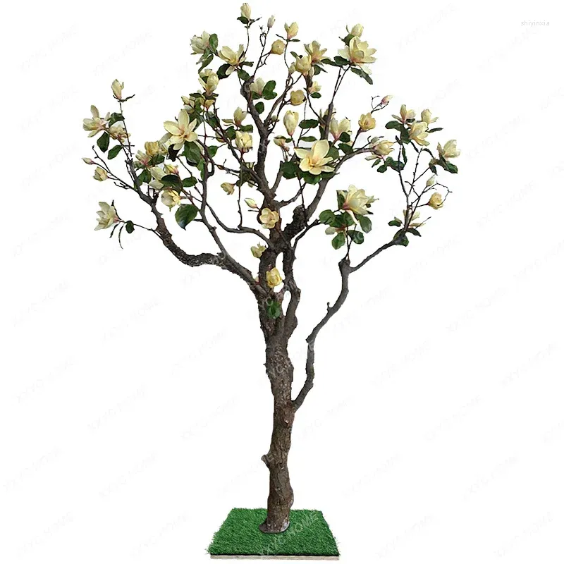 Dekorativa blommor trädtillverkande imitativt träd inomhus falsk blomma enkel europeiska magnolia hemträd dekoration