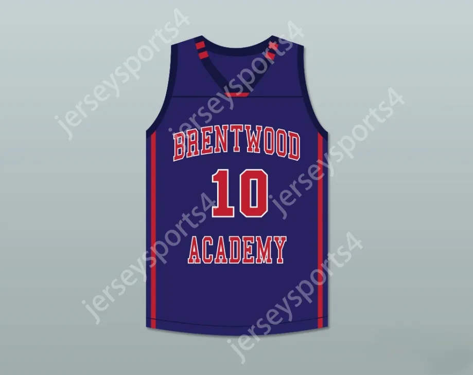 Özel İsim Numarası Erkek Gençlik/Çocuklar Darius Garland 10 Brentwood Academy Eagles Koyu Mavi Basketbol Forması 2 Top Dikişli S-6XL