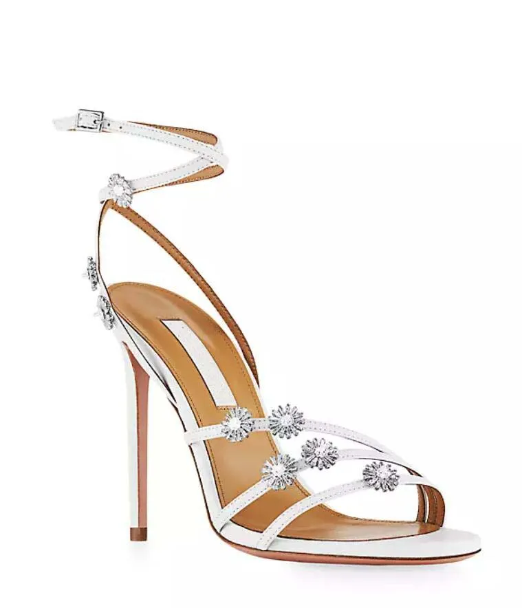 Nuova Aquazzur Woman High Heels Dress Shoe Starry Night Sandal da 105 mm Sandals Sandals White Bride Dress White Bride Deso