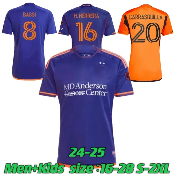 2024 2025 Houston Dynamo Soccer Jerseys Home Away Orange Black Sebas Parker Hadebe Picault 24 25 Koszulki piłkarskie z krótkim rękawem Zestaw