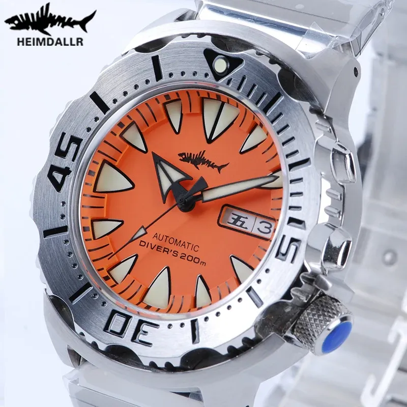 Комплекты Heimdallr Monster v2 Frost Automatic Watch Men NH36A Механическое сапфировое стекло 62MA