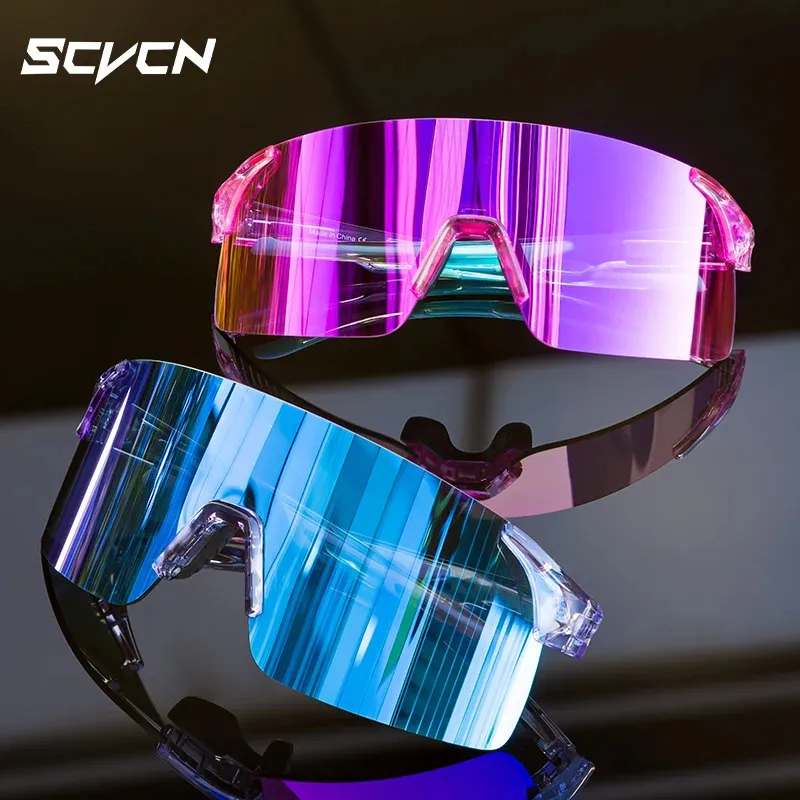 SCVCN HD Cycling Solglasögon Sport Running Goggles Mens Women Mountain Bicycle Glasses Outdoor UV400 Bike Eyewear 240409