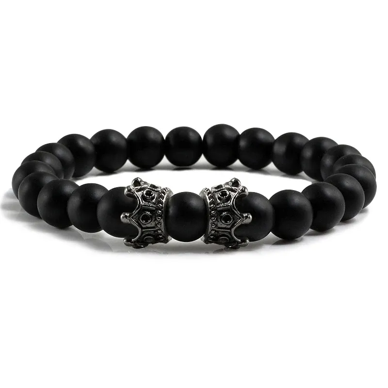 Brins hommes bracelet de lave noire Braceuse en pierre naturelle Bracelets faits à la main