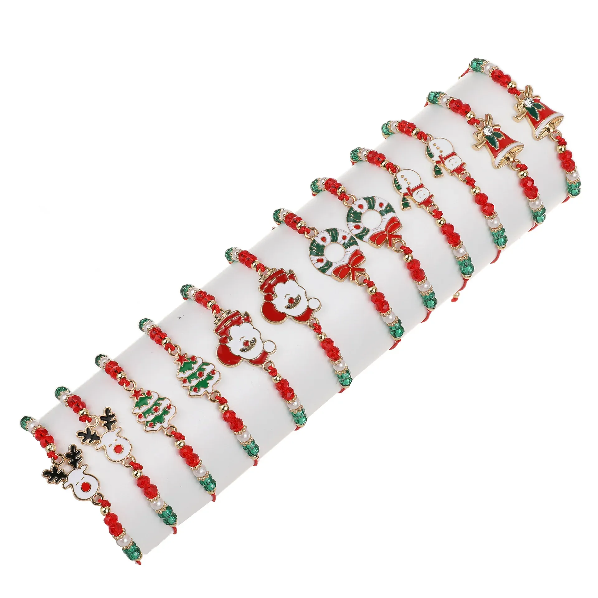 Brins 12pcs Noël bracelets de Noël imitation perle santa claus arbre pendant fête bijoux dons pour les filles festivals adultes pour les enfants 2023
