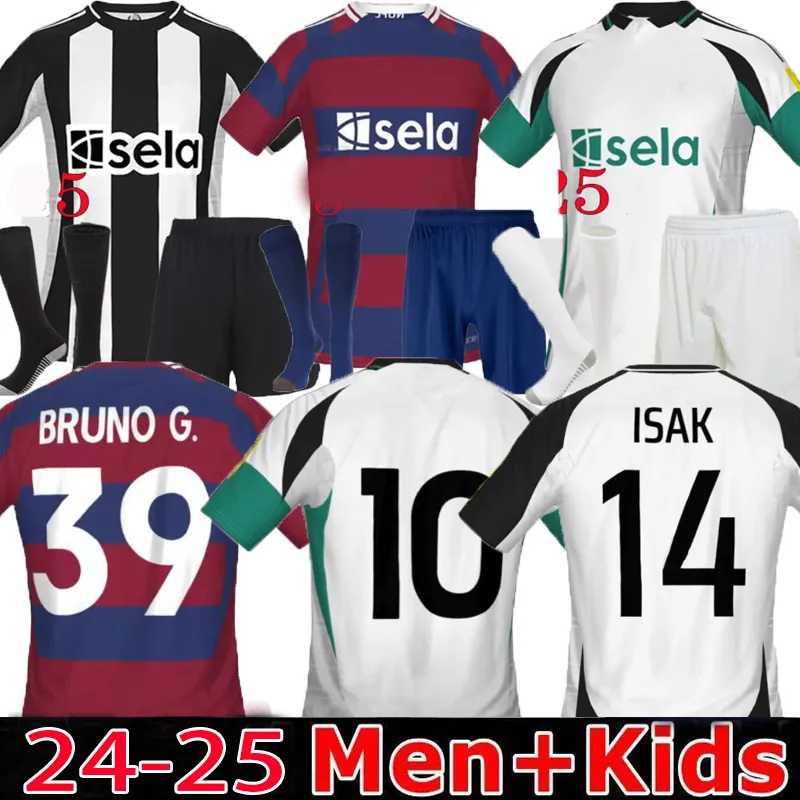 3XL 4XL Kids Kit 2024 Newcaslte Ev Away Futbol Formaları Bruno G. Joelinton Futbol 24 25 Gömlek Yıl Isak NUFC Uniteds Maximin Wilson